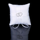 White Double Heart Wedding Party Pocket Ring Pillow Cushion 10*10cm