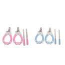 2 Sets of Stainless Steel Cat Dog Nail Clipper & Claw Grooming Trimmer Pink