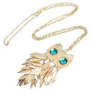 Collier en mÃ©tal pendentif feuille hibou longue chaÃ®ne femmes accessoires  OZ