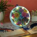 Dandelions 5D Diamond Painting LED Light Full Drill Home Decor Round w/ Tassel