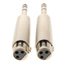 2Pcs XLR Cable Adapter 3 Pin, 6.35mm Audio Male Plug to XLR Female Adaptors
