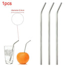 1pc Reusable Stainless Steel Milk Drinking Tube Straw Bend Pipette Suction Pipes