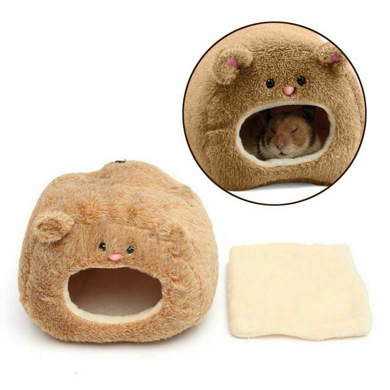Rats Hamster Winter Warm Hanging Cage Hammock Cute Bear House with Bed Mat  S2F5
