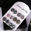 6Pairs/Set Women Rhinestone Crystal Earrings Drop Jewelry EarStudEarrings Boho3C