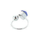 1 Pair of U Clip On Earrings Ear Cuff Studs w/ Royal Blue Rhinestone A7N7
