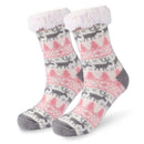 Winter Fleece Anti-slip Ankle Socks Women Men Elk Tree Print Floor Socks
