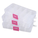 3pcs 10 Grid Electronic Component Parts Kits Plastic Storage Box Case G6P2