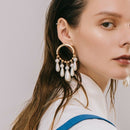 Elegant Hanging Multi Pearls Hoop Earrings For Women Big Large Hoops Earrin