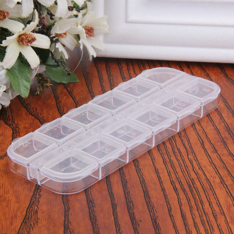 Nail Art Box Empty Divided Case Nail Tips Rhinestone Beads Gems Storage Box A