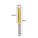 2pcs Woodworking Tool, 8mm Shank Straight Router Bit, Cutting Length 50.8mm,