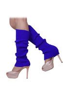 Women's Solid Color Knitted Foot less Leg Warmers Blue