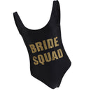 Women's Letter Print Swimsuit One Piece Swimwear Monokini Bodysuit L Black