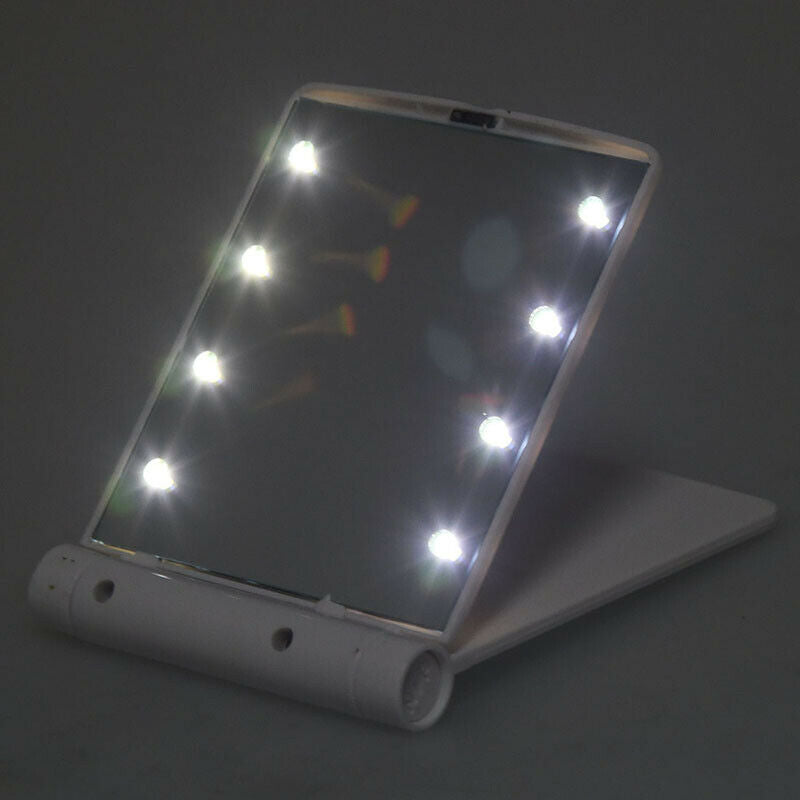 LED Pocket Handbag Compact makeup mirror foldable with lights cosmetic hand N3L3