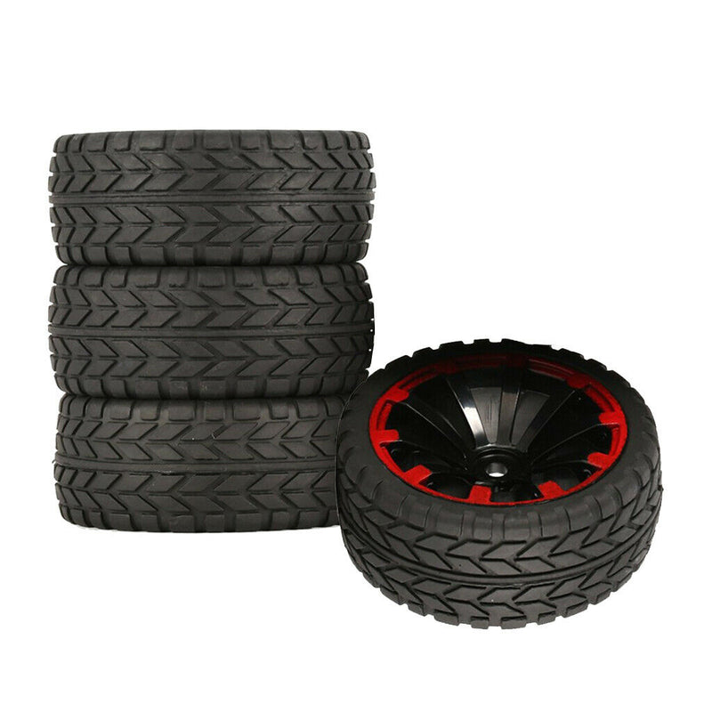 4 Pieces 64mm Rubber On Road Tyre Drift Tires Wheel Rim 12mm Hub for 1/10 HSP