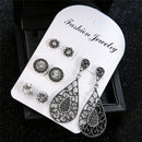4Pairs/Set Bohemian Rhinestone Crystal Stud Earrings Women Charm Party Jewelry M