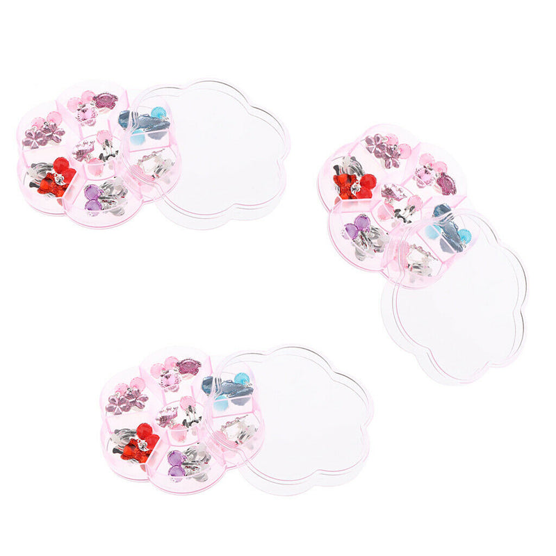 7 Pairs Girls Clip-on Earrings Jewelry Assorted Design with Clear Box for