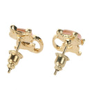 Cat Eye Stone Diamond Shiny Kitty Cute Small Animal Earrings (Pink) A