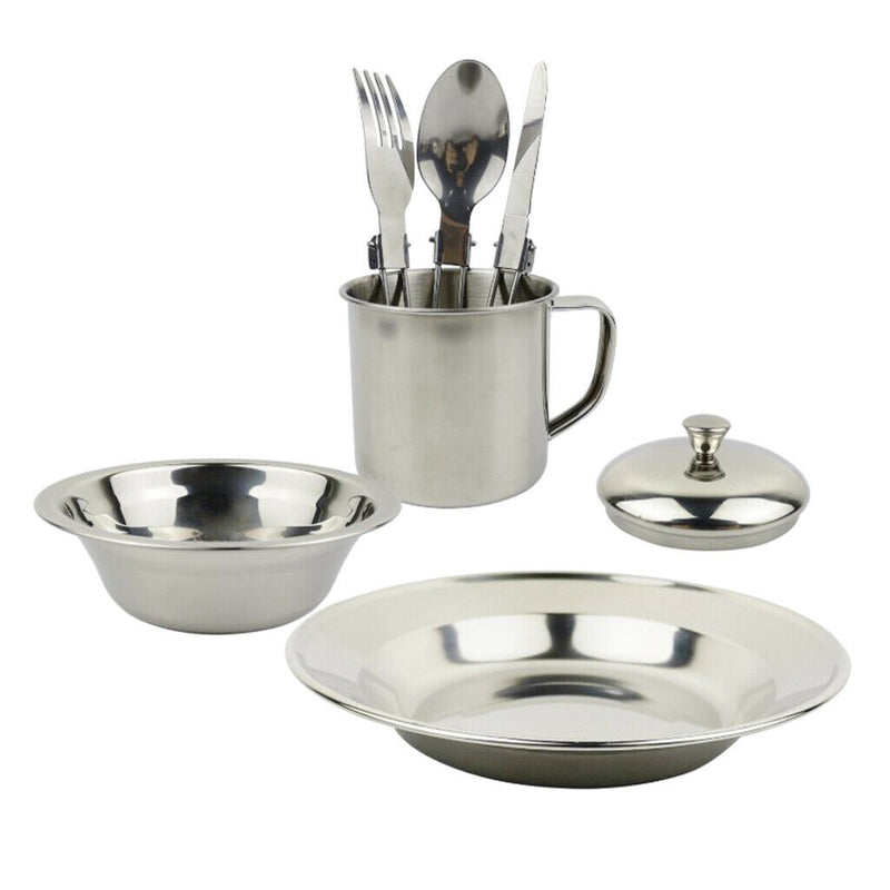 1 Set Portable Tableware With  Fork Spoon Camping BBQ Travel Hiking
