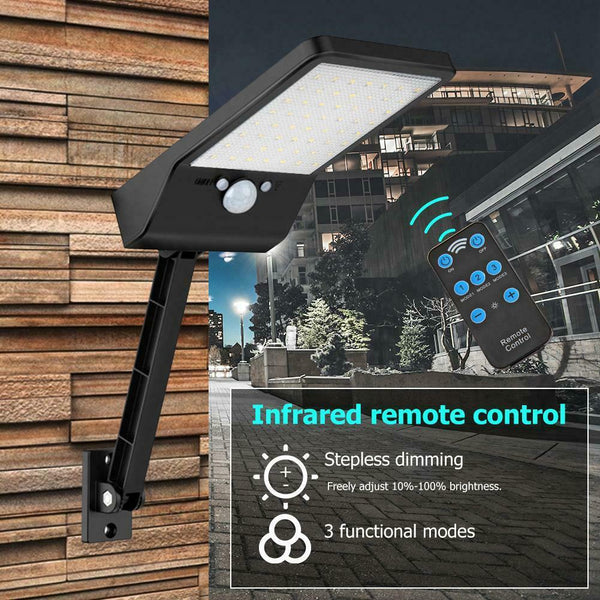 56LED Solar Motion Sensor Wall Light Remote Control Street Lamp (Black) A#S