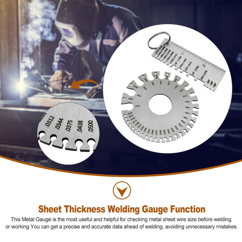 2pcs Portable With Key Ring Welding Wire Thickness Gauge Stainless Steel Sheet