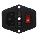 Black Plastic Housing AC 250V 15A 3 P C14 Power Socket w Rocker Switch B6X5