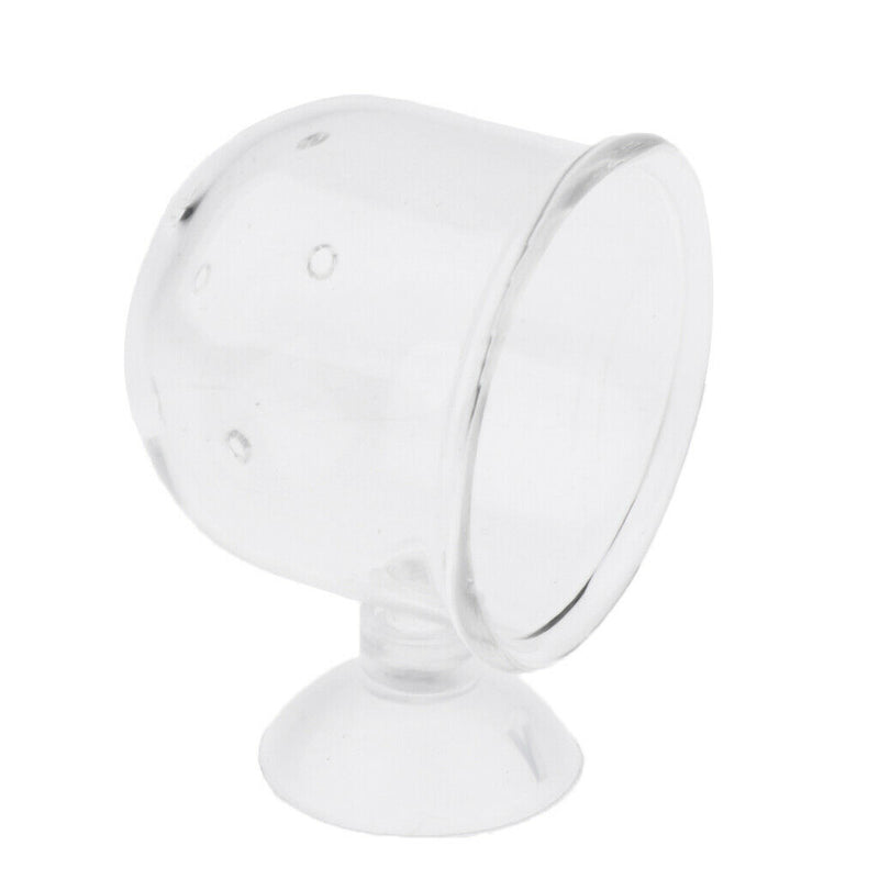 2x Glass Feeding Cup   Feeder Shrimp Red Worms Food for Aquarium Pinhole