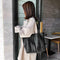Women Leather Shoulder Crossbody Bag Large Capacity Travel Handbag (Black)
