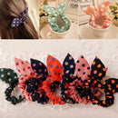 10Pcs Girl Rabbit Ear Hair Tie Bands Korean Style Polka Dot Ponytail Holder Fine