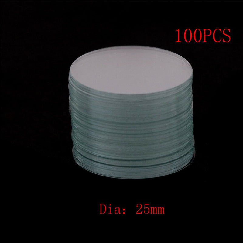 100Pcs Circular Round Microscope Slide Coverslip Cover Glass Diameter 25mm  Nw