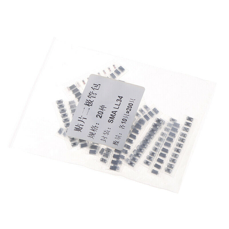 200pcs SMD diode Assorted Kit 20value*10PCS SS110 SS510 SS36 ES1D M7 M4 SEAU