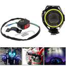 2Pcs U7 Motorcycle Headlight Angel Eyes Light LED Fog Spotlight + Switch Kits