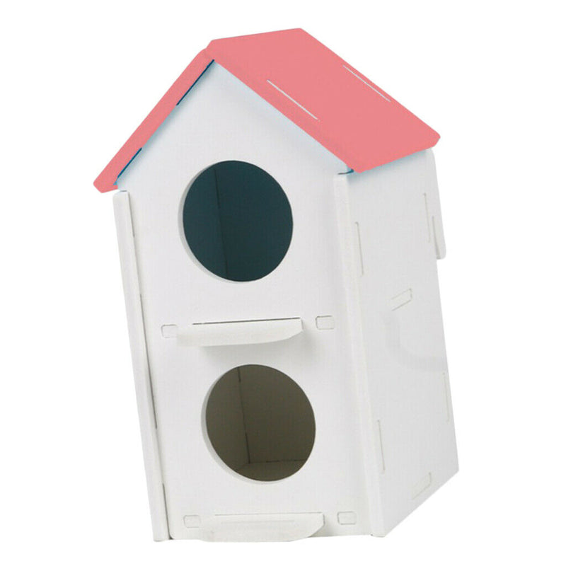 2x Pet Wood Breeding Nesting Bird Cage Box Nest House Hut for Parrot Birds Pink