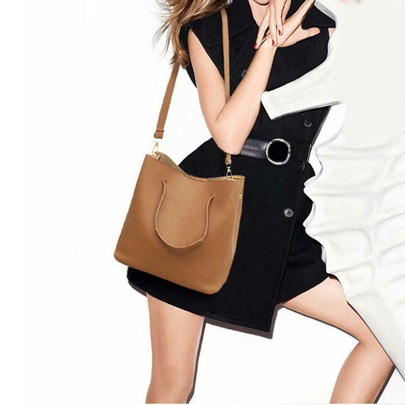 4pcs Set Women Bag Fashion Solid PU Single Shoulder Messenger Bags(Brown)