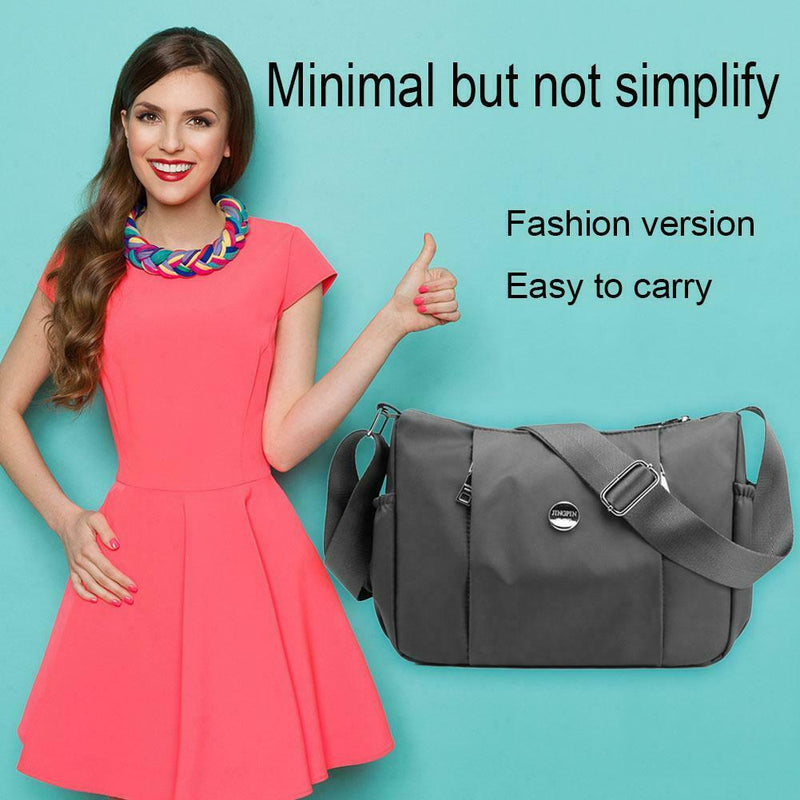Nylon Casual Messenger Bag Women Large Capacity Shoulder Handbag (Grey)