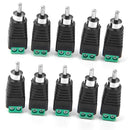 10x RCA Male Plug TO AV Video Screw Terminal Connector For  Camera Balun