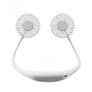 2pcs Novelty USB Rechargeable Neckband Cooling Fan Sports Mini Fan White