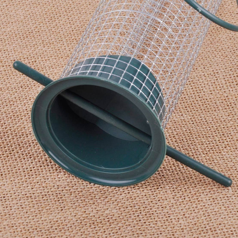 Green Hanging Wild Bird Seed Feeder Perch Peanut Garden Feeding Cage Iron Wire