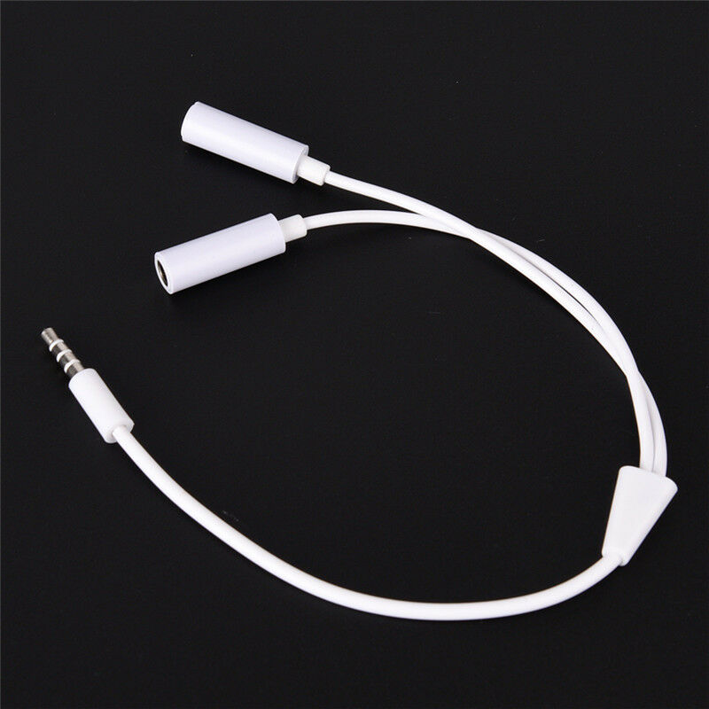 3.5mm AUX Audio Mic Splitter Cable Earphone Headphone Adapter Male To Female ES