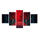5 Panels Art Oil Paintings Canvas Print Wall Pictures Red Forrest 40/60/80cm