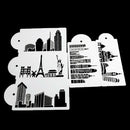 5PCS Buildings Cake Stencils Cookies Mousse Mold Coffee Template Bakingcraft Gw