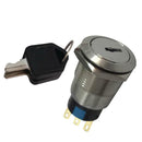 22mm Stainless Steel 2-Position ON/OFF Electronic Key Switch Lock with 2 Key