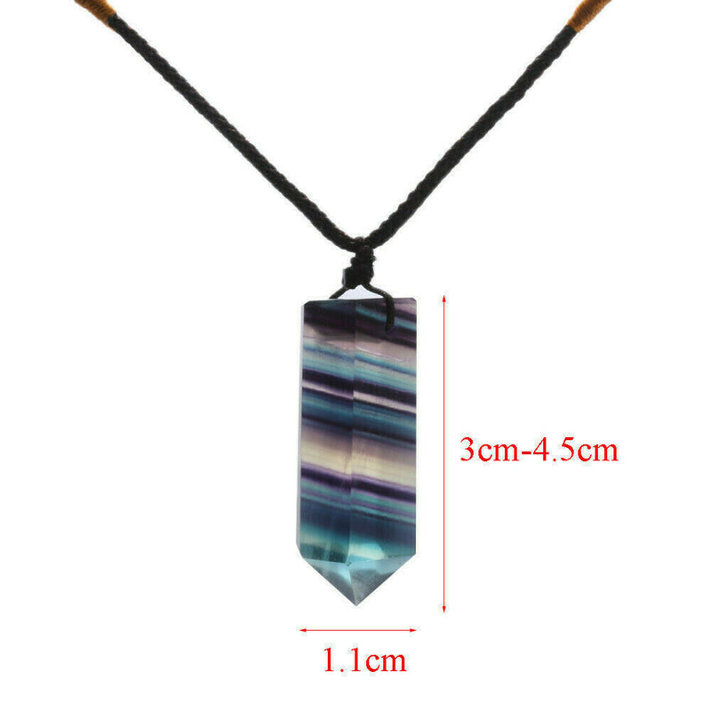 1*Natural Fluorite Quartz Crystal Pendant Point Pendulum Chakra Necklace Jewelry