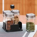 1 set Glass Spice Jar Seasoning Box Salt Sugar Pepper Shaker Condiments Bot S9V6