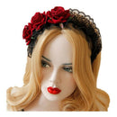 Gothic Style servant girl Jewelry Red Rose Headband Hair Band Festival Chri F5D9