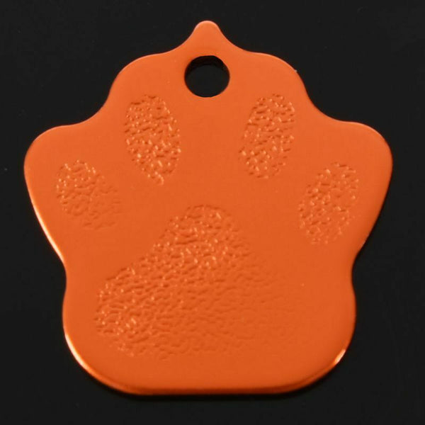 Paw Pet ID Tag Dog Puppy Cat Kitten Name Tags Aluminum alloy 27*27mm orange