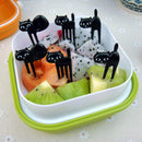 6pcs Lovely Black Cat Fruit Picks Food Forks Bento Lunch Box Accessory Decor