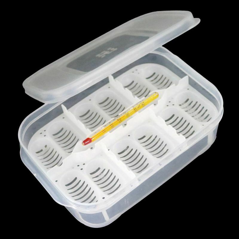12 Holes Reptile Egg Incubation Tray With Thermometer Incubating Gecko Liza
