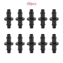 100pcs 1/4 Inch Straight Barbed Double Way Joint Drip Irrigation Connector