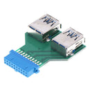 Internal Mainboard 2 Ports USB 3.0 Female to 20 Pin Female adapter Header YA Pg