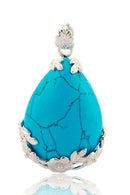 Women Angel Tears Water Drop Semi-Precious Gemstones Pendant -Blue Turquois